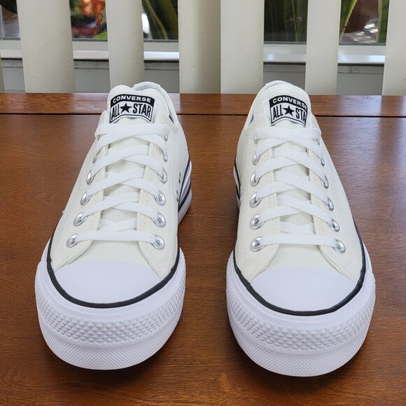 Converse Women's Chuck Taylor All Star Lift Ox Canvas A09992C Egret/White/Black - Picture 4 of 12